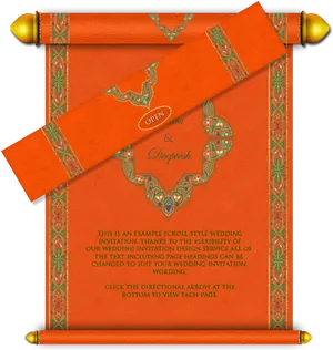 Traditional Scroll Wedding Invitation PNG Image