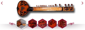 Traditional Sitar Design Detail PNG Image