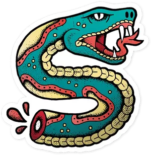 Traditional Snake Tattoo Design PNG Image