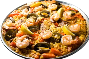 Traditional Spanish Paella Dish PNG Image