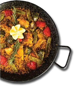 Traditional Spanish Paella Dish PNG Image