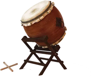 Traditional Taiko Drumon Stand PNG Image