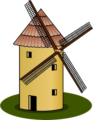 Traditional Windmill Illustration PNG Image