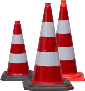 Traffic Safety Cones Array PNG Image