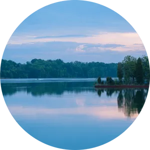 Tranquil Lake Dusk Reflection PNG Image