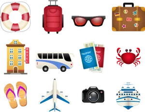 Travel_and_ Vacation_ Icons_ Set PNG Image