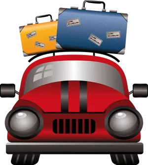 Travel Ready Carwith Luggage Icon PNG Image