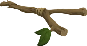 Tree Branch Single Leaf PNG Image