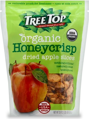 Tree Top Organic Honeycrisp Dried Apple Slices Package PNG Image
