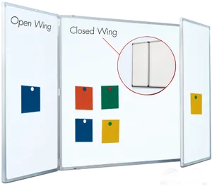 Tri Fold Whiteboard Open Closed Wings PNG Image