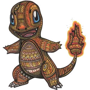 Tribal Art Charmander Illustration PNG Image