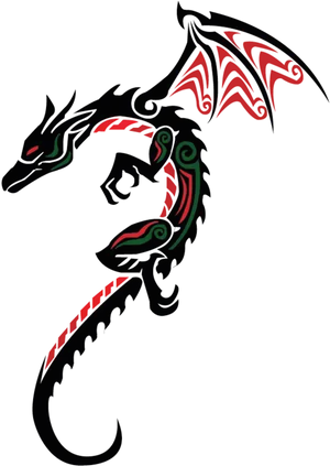 Tribal Dragon Tattoo Design PNG Image