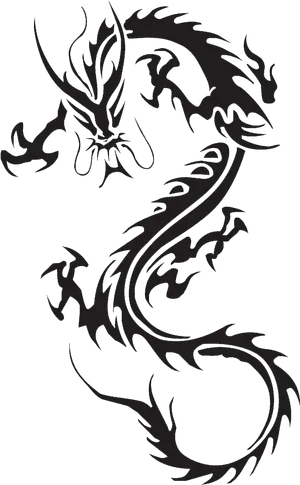 Tribal Dragon Tattoo Design PNG Image