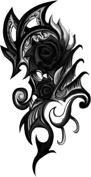 Tribal Rose Tattoo Design PNG Image