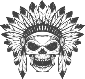 Tribal Skull Headdress Artwork PNG Image