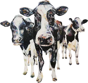 Trioof Dairy Cows Artwork PNG Image