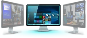 Triple Monitor Setupwith Operating System PNG Image