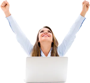 Triumphant Businesswoman Celebration PNG Image