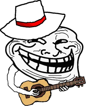 Troll_ Face_ Cowboy_ Hat_ Guitar.png PNG Image