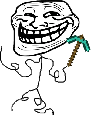 Troll Face With Pickaxe.png PNG Image