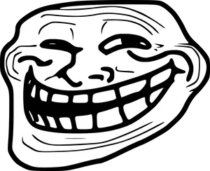 Trollface Meme Blackand White PNG Image