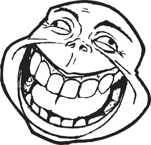 Trollface Meme Blackand White PNG Image