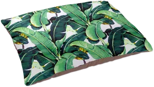 Tropical Banana Leaf Pattern Cushion PNG Image