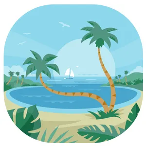 Tropical_ Beach_ Paradise_ Vector PNG Image