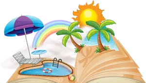 Tropical Beach Vacation Concept PNG Image