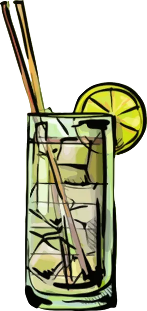 Tropical Cocktail Illustration PNG Image