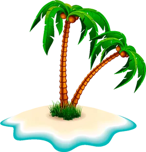 Tropical Coconut Trees Illustration PNG Image