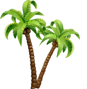 Tropical Coconut Trees Illustration PNG Image