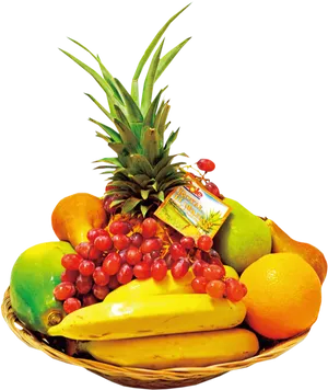 Tropical Fruit Basket Assortment PNG Image