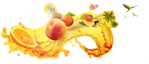 Tropical Fruit Splash Juice Concept PNG Image