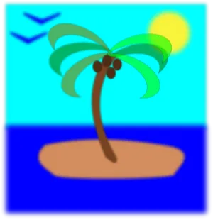 Tropical Island Cartoon PNG Image