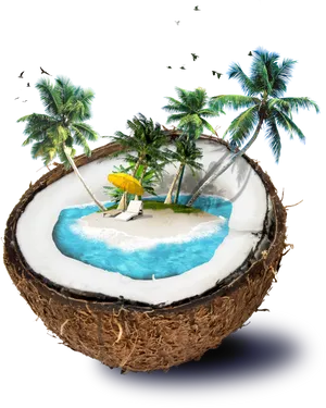 Tropical Island Coconut Fantasy PNG Image