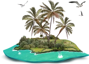 Tropical Island Oasis PNG