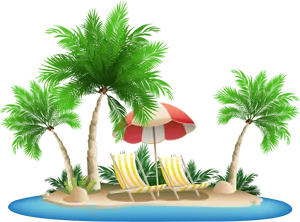 Tropical Island Relaxation Scene PNG