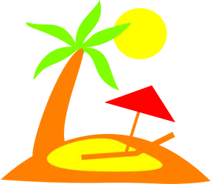 Tropical Island Vector Illustration PNG Image