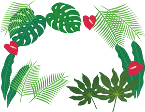 Tropical_ Leaf_ Border_ Design PNG Image