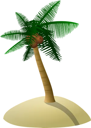 Tropical Palm Island Illustration PNG Image