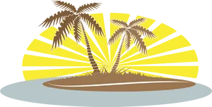 Tropical Palm Island Vector PNG Image