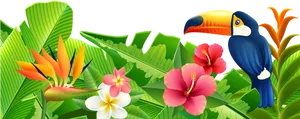 Tropical Paradise Summer Scene PNG