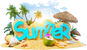 Tropical Summer Holiday Concept PNG Image