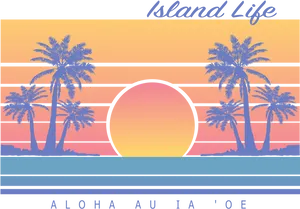 Tropical Sunset Island Life PNG Image