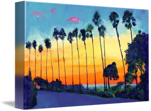 Tropical Sunset Painting PNG Image