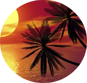 Tropical Sunset Silhouette PNG Image