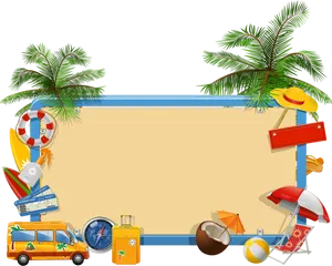 Tropical Vacation Frame Template PNG