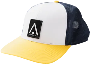 Trucker Hat White Yellow Blue PNG Image