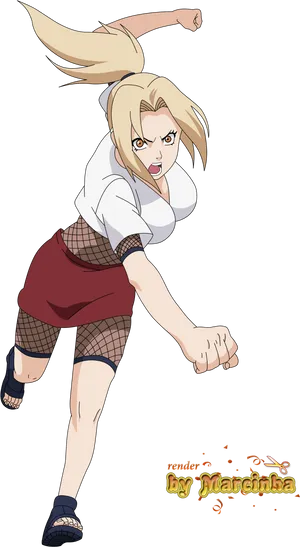 Tsunade Action Pose Anime PNG Image